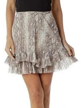Banana Republic Taupe Snake-Print Ruffle Mini Skirt